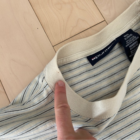 Men’s Puritan Tan and Blue Striped Tshirt - Picture 4 of 4
